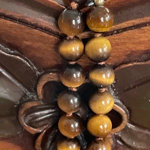 Brown Gemstone and Gold Bead Necklace